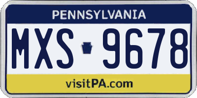 PA license plate MXS9678