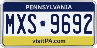 PA license plate MXS9692