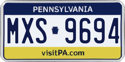 PA license plate MXS9694