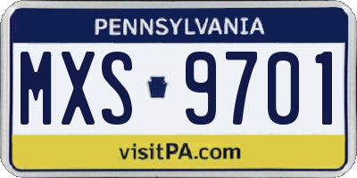 PA license plate MXS9701