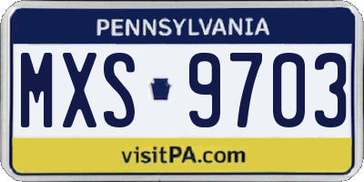 PA license plate MXS9703