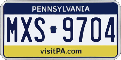 PA license plate MXS9704