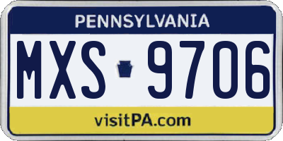 PA license plate MXS9706