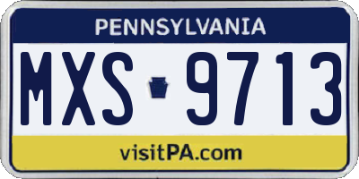 PA license plate MXS9713
