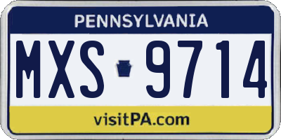 PA license plate MXS9714