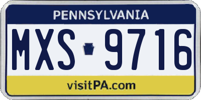 PA license plate MXS9716