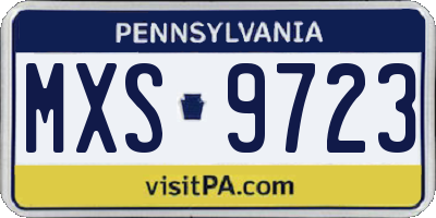 PA license plate MXS9723