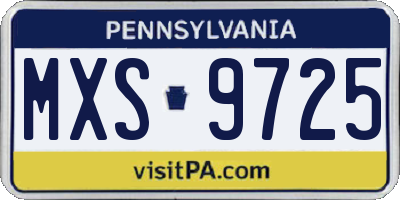 PA license plate MXS9725