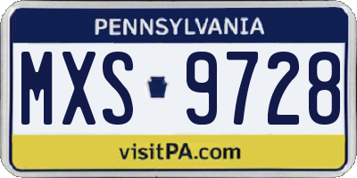 PA license plate MXS9728