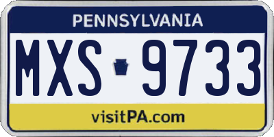 PA license plate MXS9733