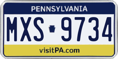 PA license plate MXS9734
