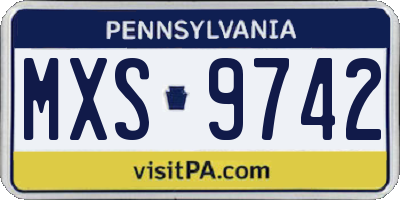 PA license plate MXS9742