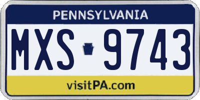 PA license plate MXS9743