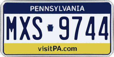 PA license plate MXS9744
