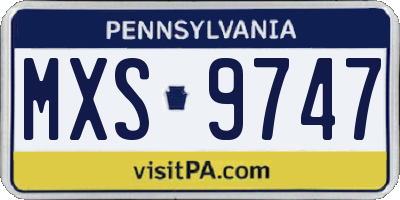 PA license plate MXS9747