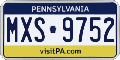 PA license plate MXS9752