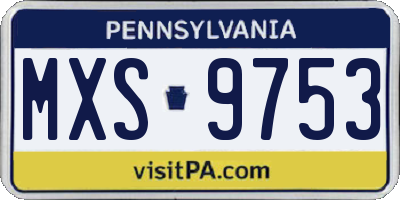 PA license plate MXS9753