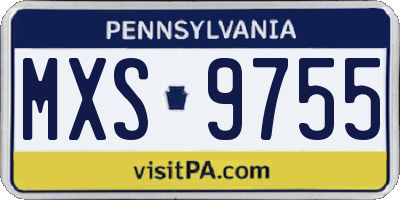 PA license plate MXS9755