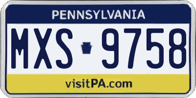 PA license plate MXS9758