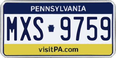 PA license plate MXS9759