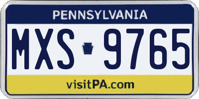 PA license plate MXS9765