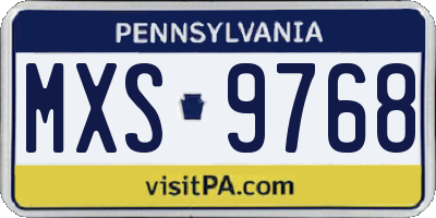 PA license plate MXS9768
