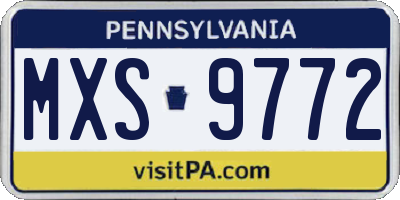 PA license plate MXS9772