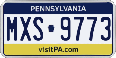 PA license plate MXS9773