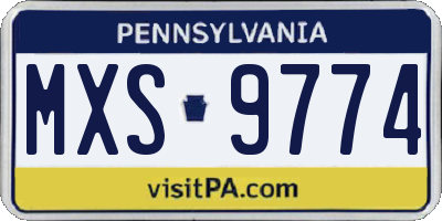 PA license plate MXS9774