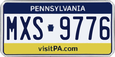 PA license plate MXS9776