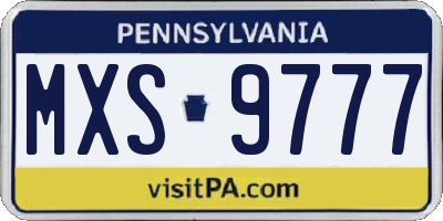 PA license plate MXS9777