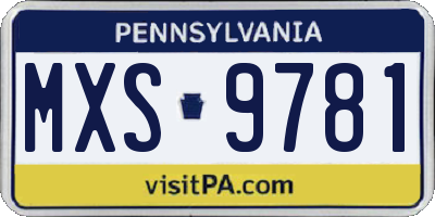 PA license plate MXS9781