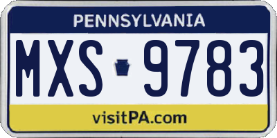 PA license plate MXS9783