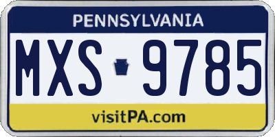 PA license plate MXS9785
