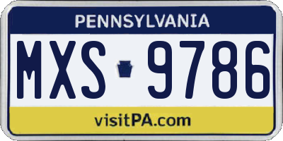 PA license plate MXS9786