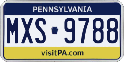 PA license plate MXS9788