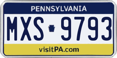 PA license plate MXS9793