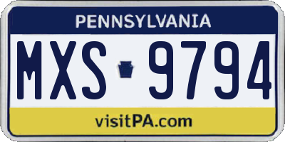 PA license plate MXS9794