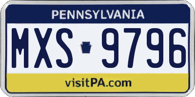 PA license plate MXS9796