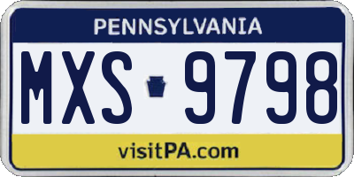 PA license plate MXS9798