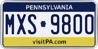 PA license plate MXS9800