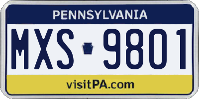 PA license plate MXS9801