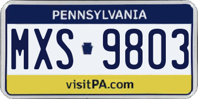 PA license plate MXS9803