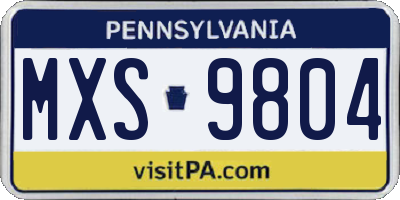 PA license plate MXS9804