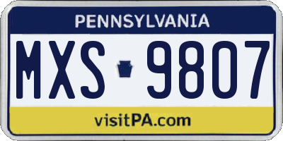 PA license plate MXS9807