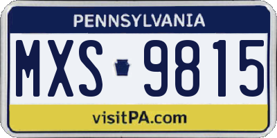 PA license plate MXS9815