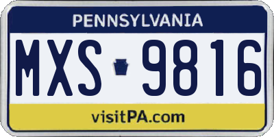 PA license plate MXS9816
