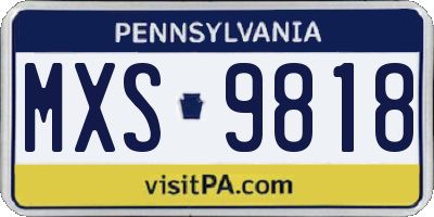 PA license plate MXS9818