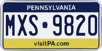 PA license plate MXS9820
