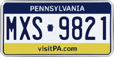 PA license plate MXS9821